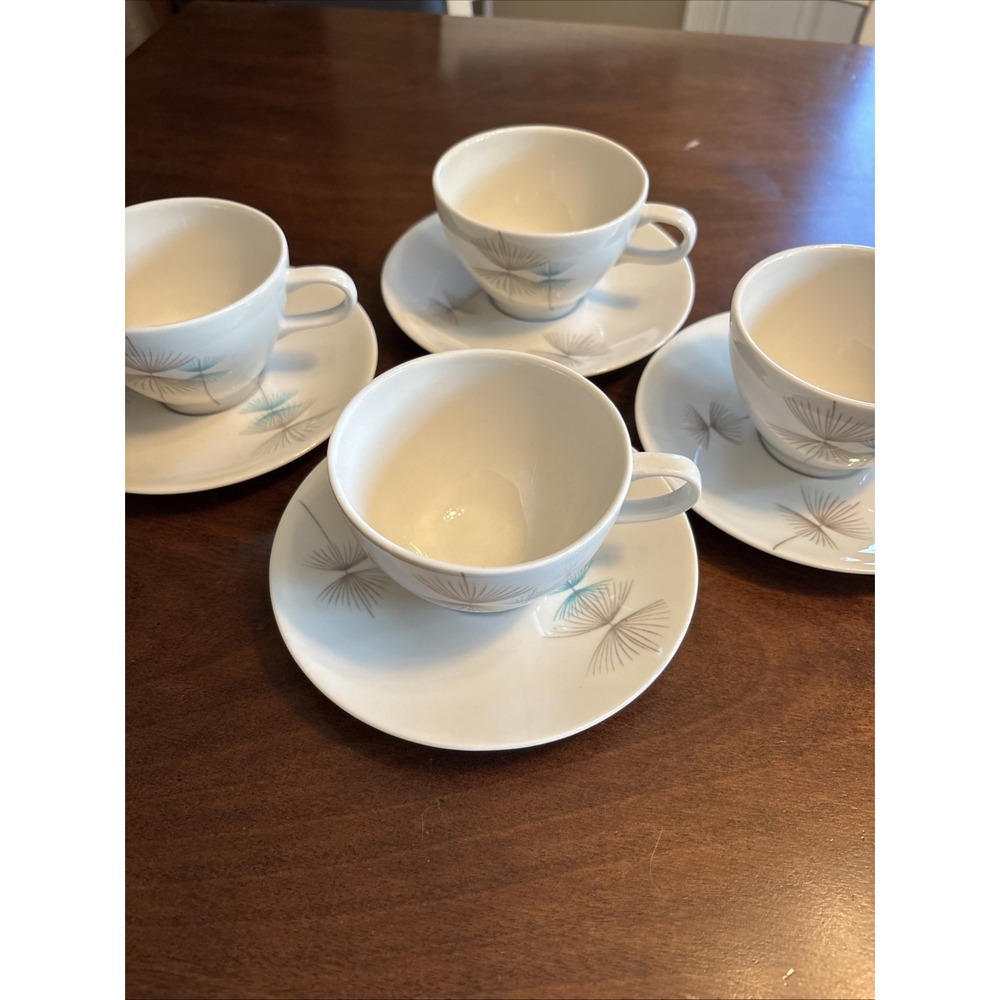 Vintage MCM Caribe Calinda Atomic Mid Century Modern Cups And Saucers